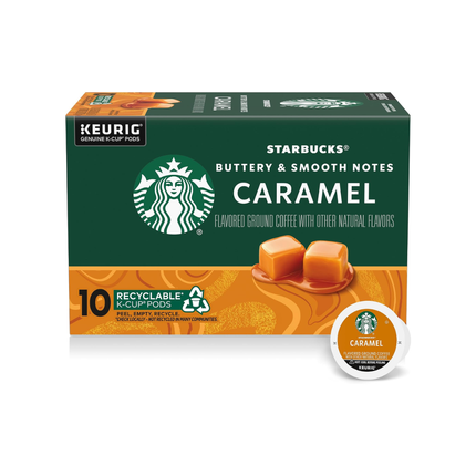 Starbucks K-Cups | Capsulas de Café Sabor Caramelo | Textura Suave | Caja con 10 Cápsulas