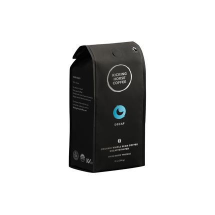 Kicking Horse Coffee Descafeinado | Swiss Water Process | Tostado Oscuro, Grano Entero | 10 oz | Orgánico, Kosher