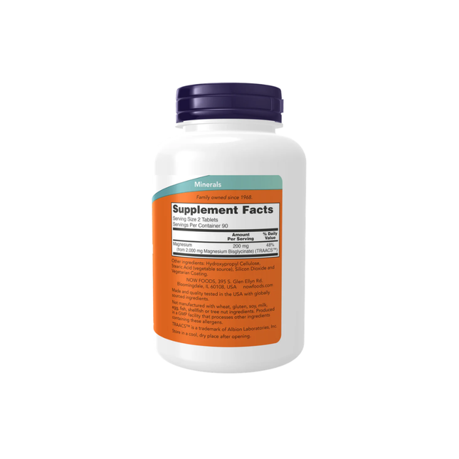 NOW Glicinato de Magnesio 200 mg | 180 tabs