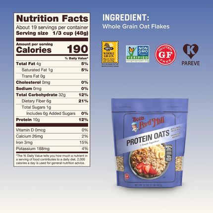 Bob's Red Mill | Avena Gourmet Sin Gluten Con 10g de Proteína Por Porción | 907 g