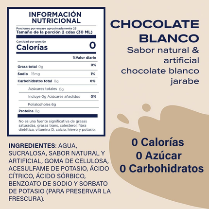 Jordan's Skinny Syrups | Jarabe Sabor Chocolate Blanco | 750 ml