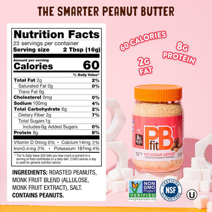 PBFIT Sugar-Free Peanut Butter Powder | Mantequilla de Maní en Polvo sin Azúcar | 368 Gramos