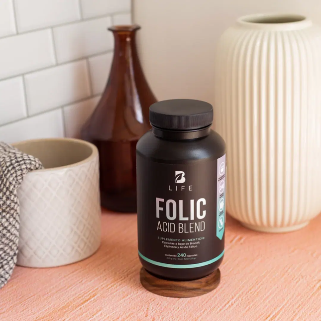 B LIFE Ácido Fólico con Brócoli y Espinaca | 240 Cápsulas