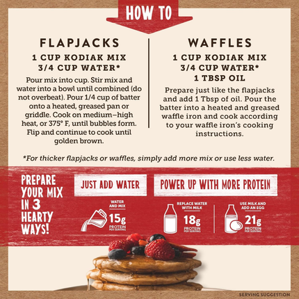 Kodiak Cakes | Power Cakes Flapjack y Waffle Mix | Original Buttermilk | 567 gramos