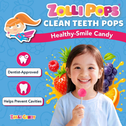 Zolli Pops Dientes Limpios | Paletas sin Azúcar sabores variados | 88g