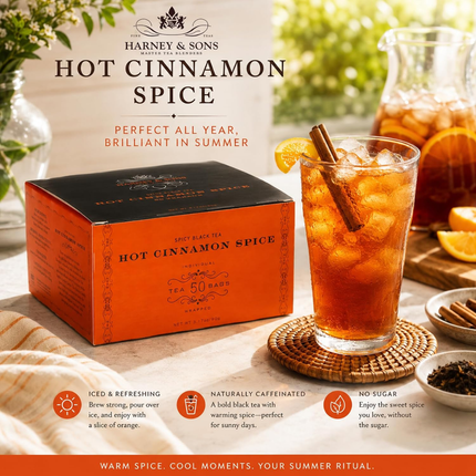 Harney & Sons té de especias de canela caliente, 50 bolsas de té