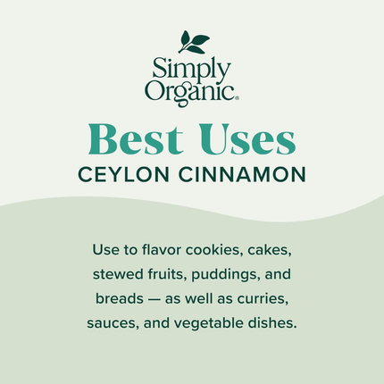 Simply Organic | Canela De Ceylon | 59 gramos