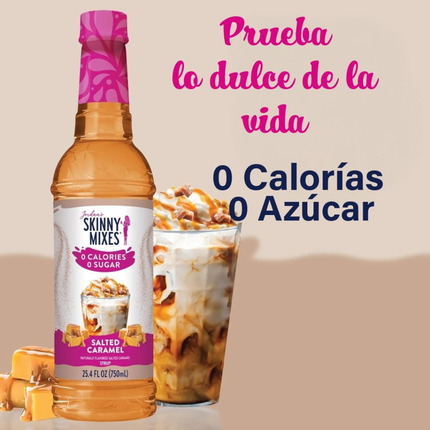 Jordan's Skinny Syrups | Jarabe endulzante para cafe y repostería sin azúcar | sabor caramelo salado | 750 ml