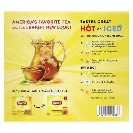 Lipton | Bolsas de té negro 100% natural | 100 unidades