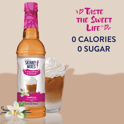 Jordan's Skinny Syrups | Jarabe endulzante para cafe y repostería sin azúcar | sabor vainilla | 750 ml