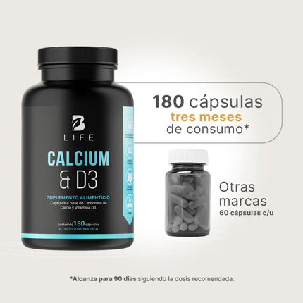 B LIFE Calcio y Vitamina D3 | 180 Cápsulas
