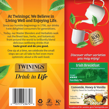 Twinings Té Negro | 100 Bolsas de Té Desayuno Inglés