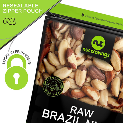 Nut Cravings | Nueces de Brasil Crudas Sin Sal Sin Cascara | 454 gramos