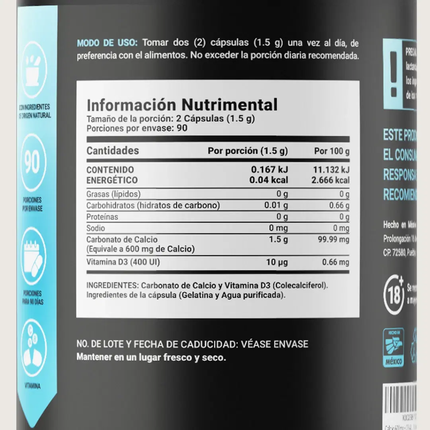 B LIFE Calcio y Vitamina D3 | 180 Cápsulas