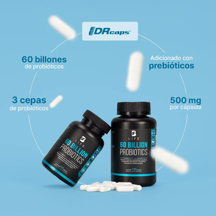 B LIFE 60 Billones de Probióticos DRcaps con Inulina De Agave