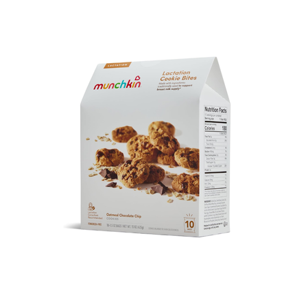 Munchkin Milkmakers | Galletas de avena para lactantes sabor chispas de chocolate | 10 paquetes de 42.5 Gramos