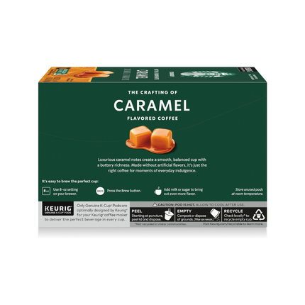 Starbucks K-Cups | Capsulas de Café Sabor Caramelo | Textura Suave | Caja con 10 Cápsulas