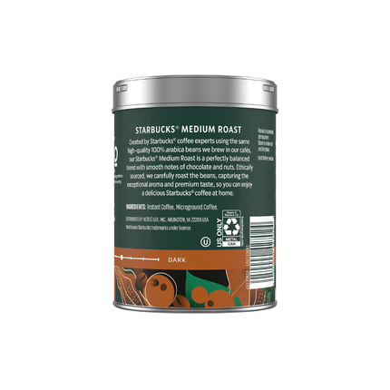 Starbucks Café Soluble Premium Tostado Medio | 90 gramos | Rinde 40 tazas
